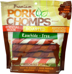 Pork Chomps Twist Dog Treats Assorted Flavors