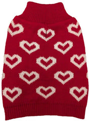 Fashion Pet All Over Hearts Dog Sweater Red