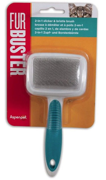 JW Pet Furbuster 2-In-1 Slicker and Bristle Brush for Cats