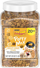 Friskies Party Mix Cheezy Craze Crunch with a Blend of Cheddar, Swiss and Monterey Jack Cat Treats