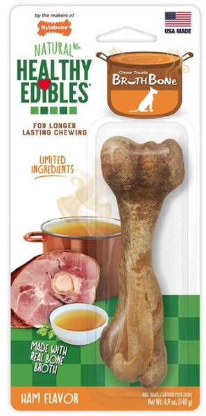 Nylabone Healthy Edibles Broth Bone Ham Flavor Large