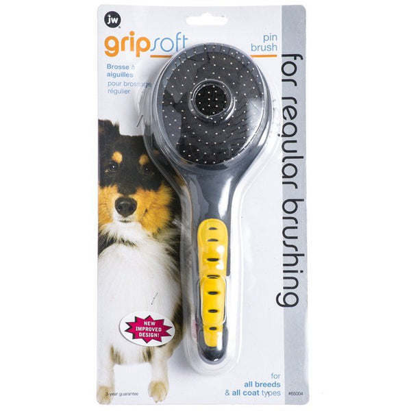 JW Pet GripSoft Pin Brush for Regular Brushing