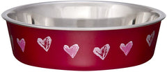 Loving Pets Stainless Steel & Red Hearts Bella Bowl with Rubber Base