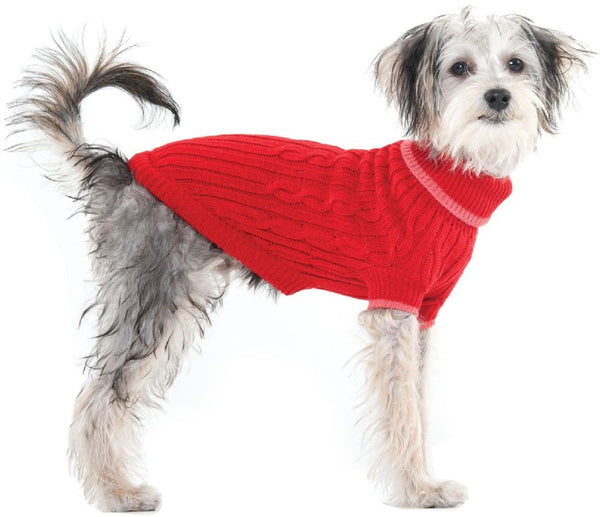 Fashion Pet Classic Cable Knit Dog Sweaters Red