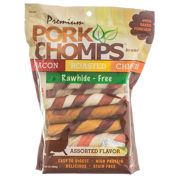 Pork Chomps Assorted Porkskin Twists Large