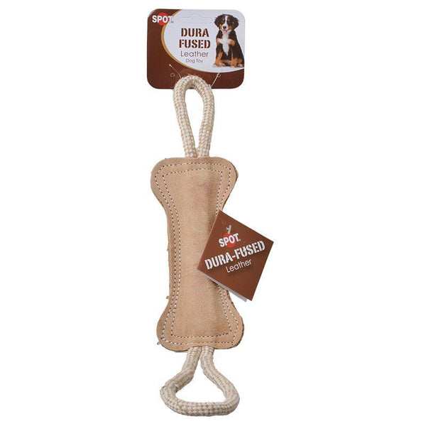 Spot Dura Fused Leather Bone Tug Dog Toy