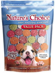 Loving Pets Natures Choice Rawhide Lollipop Dog Treats Assorted Colors