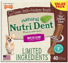 Nylabone Natural Nutri Dent Filet Mignon Limited Ingredients Large Dog Chews