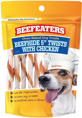 Beefeaters Oven Baked Dog Treats Beefhide 5" Twists with Chicken