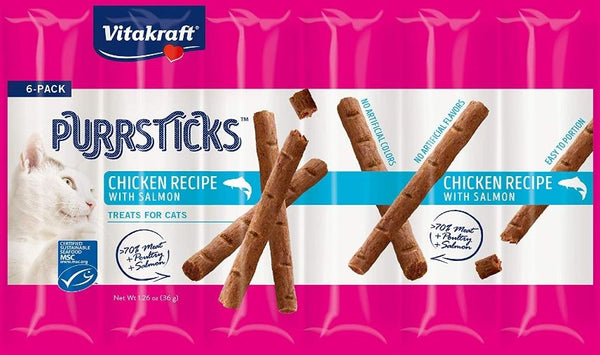 Vitakraft PurrSticks Chicken and Salmon Treats for Cats