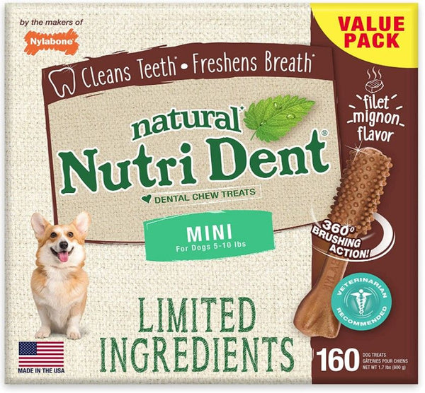 Nylabone Natural Nutri Dent Filet Mignon Limited Ingredients Large Dog Chews