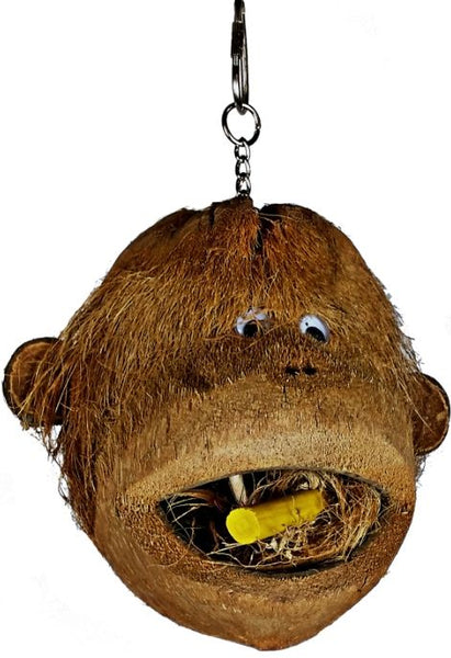 AE Cage Company Java Wood Coco Monkey Head for Birds