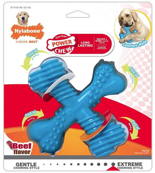 Nylabone Power Chew Comfort Hold X Bone Durable Dog Toy Beef Flavor Giant